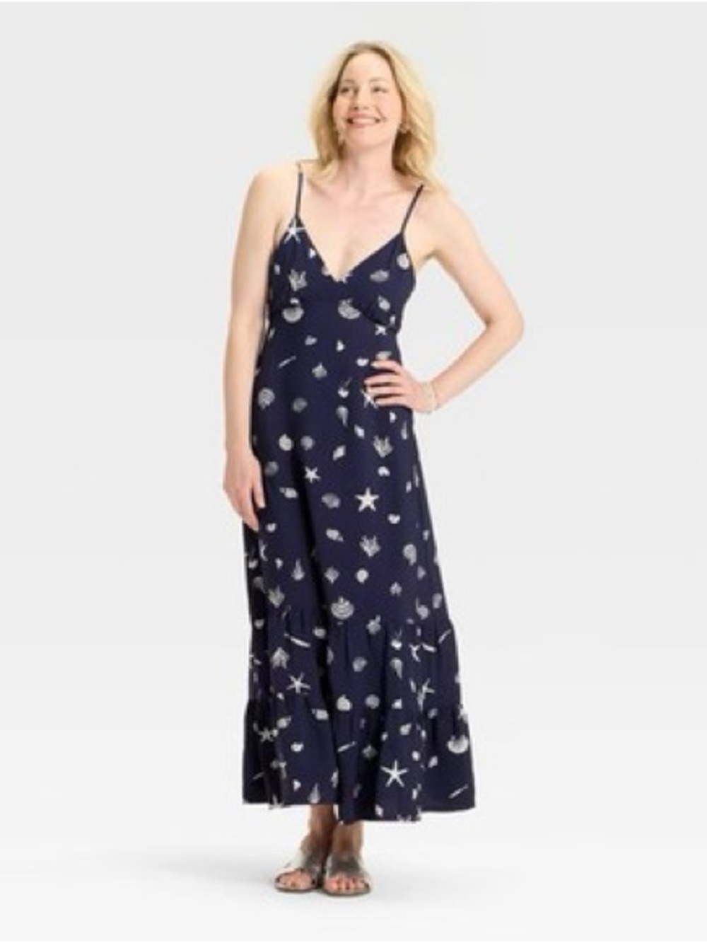 a new day Navy Star & Shell Print Spaghetti Strap Maxi Dress
